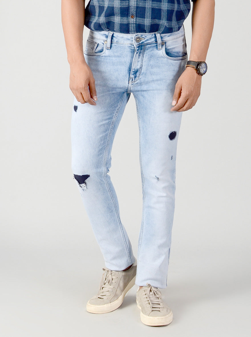 Parsian Blue Washed Slim Fit Jeans | JB Sport