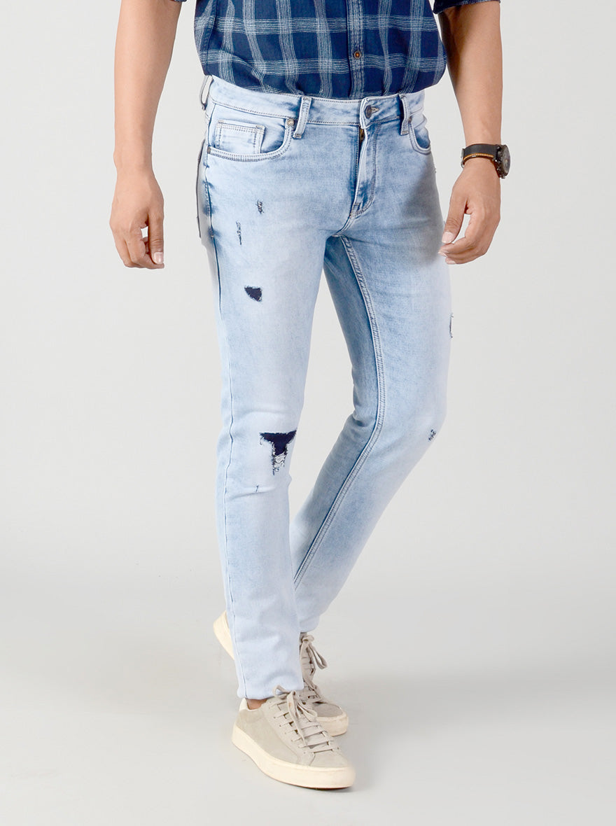 Parsian Blue Washed Slim Fit Jeans | JB Sport