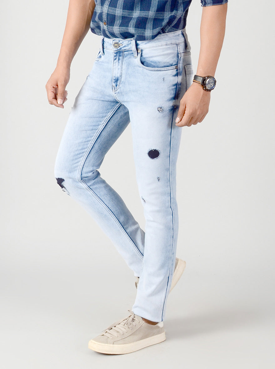 Parsian Blue Washed Slim Fit Jeans | JB Sport