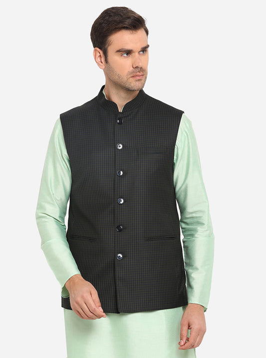 Navy Blue & Green Modi Jacket | JadeBlue