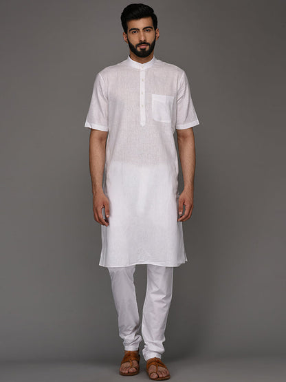JadeBlue White Solid Regular Fit Modi Kurta