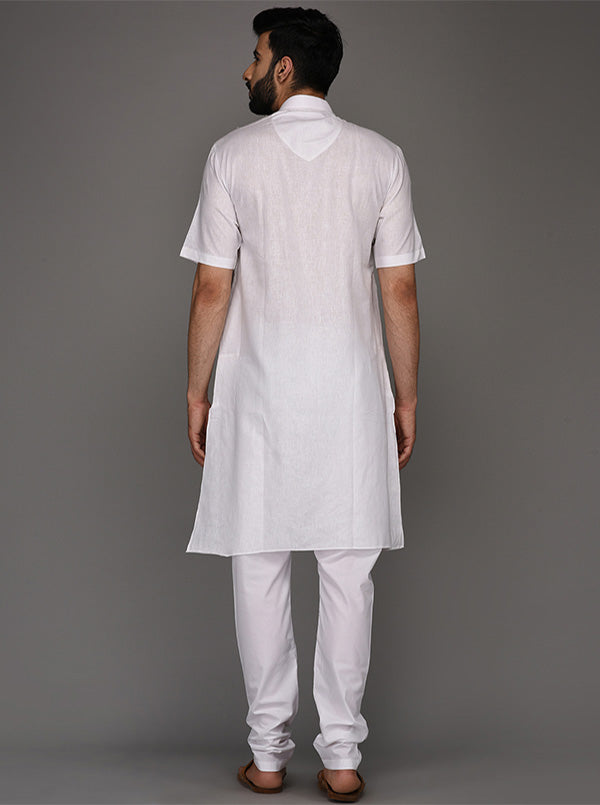 JadeBlue White Solid Regular Fit Modi Kurta