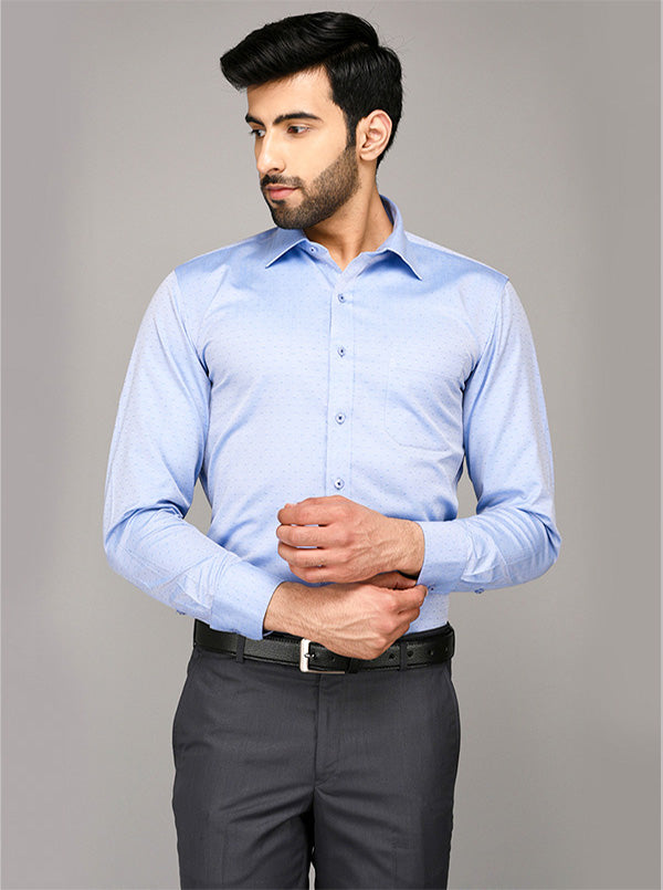 Greenfibre Light Grey Dobby Regular Fit Formal Shirt