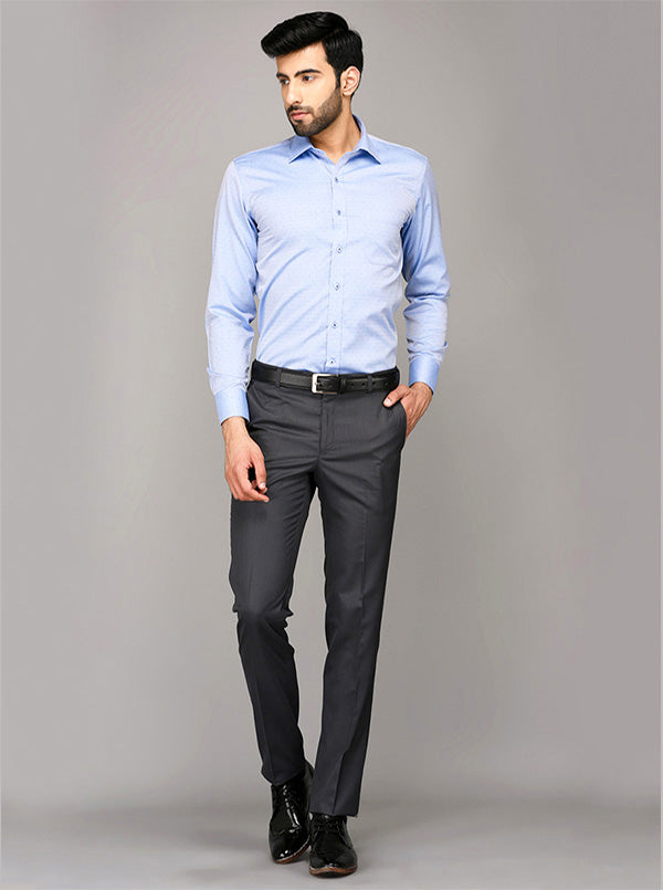 Greenfibre Light Grey Dobby Regular Fit Formal Shirt