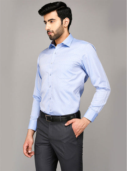 Greenfibre Light Grey Dobby Regular Fit Formal Shirt