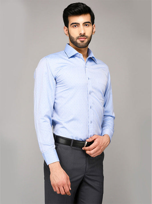 Greenfibre Light Grey Dobby Regular Fit Formal Shirt