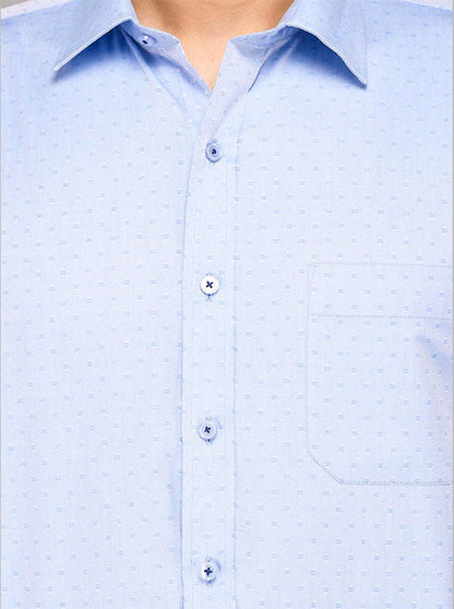Greenfibre Light Grey Dobby Regular Fit Formal Shirt