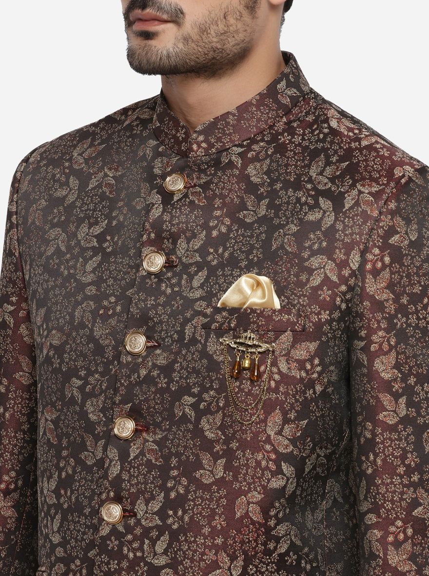 Brown & Golden Jodhpuri Suit | JadeBlue