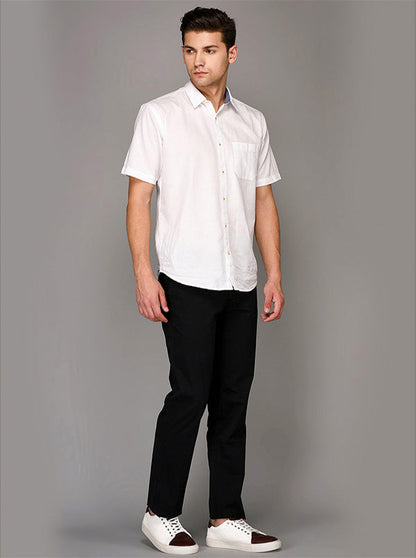 Greenfibre Black Solid Slim Fit Casual Trouser