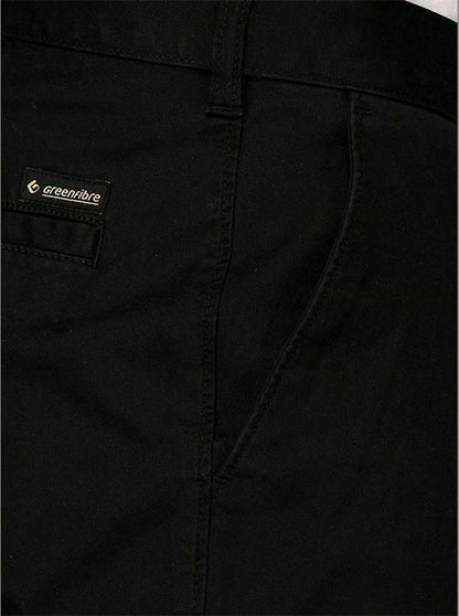 Greenfibre Black Solid Slim Fit Casual Trouser