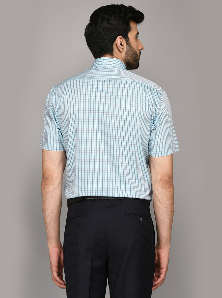 Light Blue Checked Regular Fit Formal Shirt