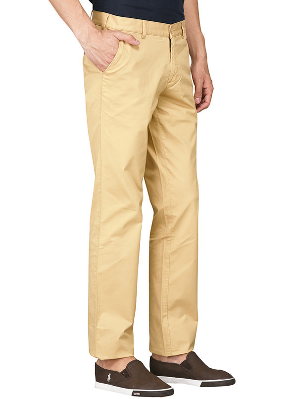 Greenfibre Light Khaki Slim Fit Casual Trouser