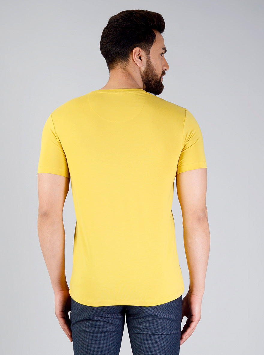 Sulphur Yellow Printed Slim Fit T-shirt | JB Sport