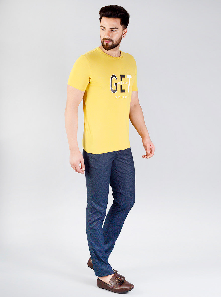 Sulphur Yellow Printed Slim Fit T-shirt | JB Sport