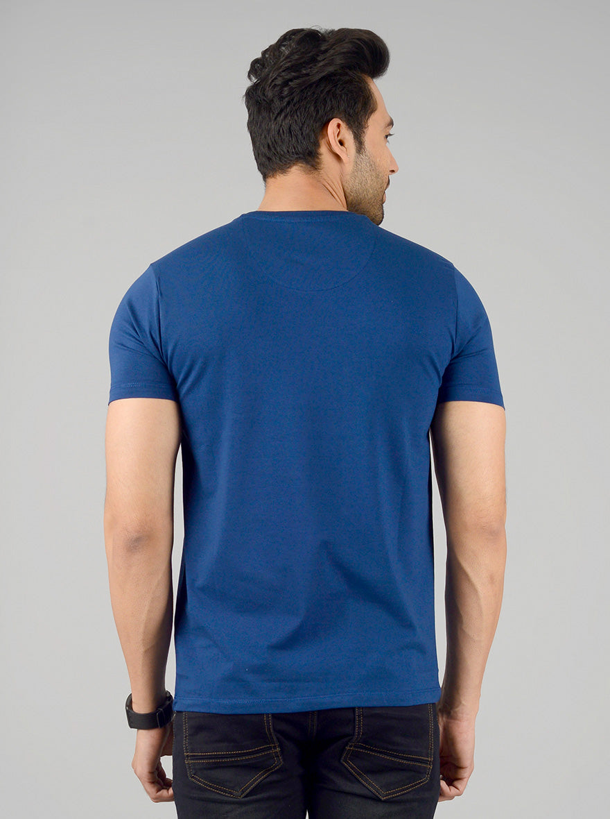 Estate Blue Printed Slim Fit T-shirt | JB Sport