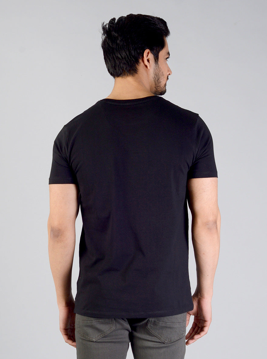 Black Printed Slim Fit T-shirt | JB Sport