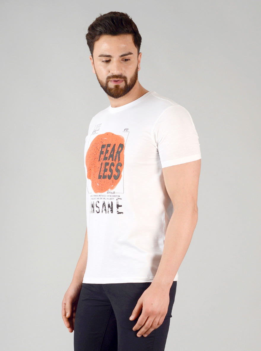 Bright White Printed Slim Fit T-shirt | JB Sport