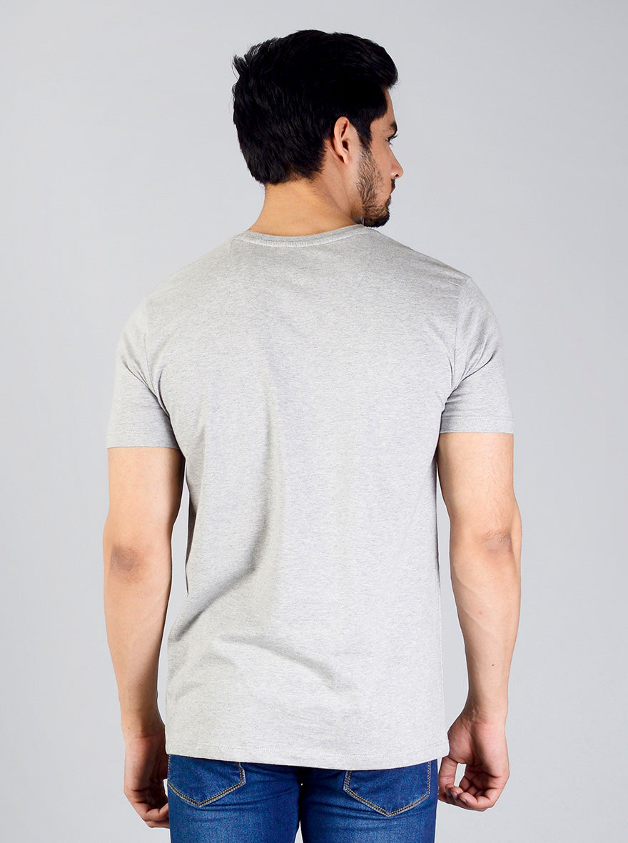 Light Grey Printed Slim Fit T-shirt | JB Sport