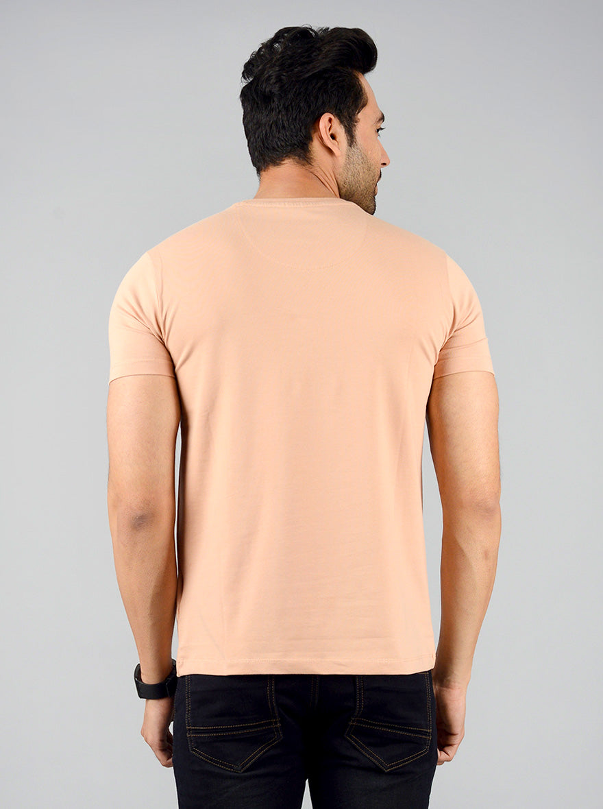 Light Peach Printed Slim Fit T-shirt | JB Sport