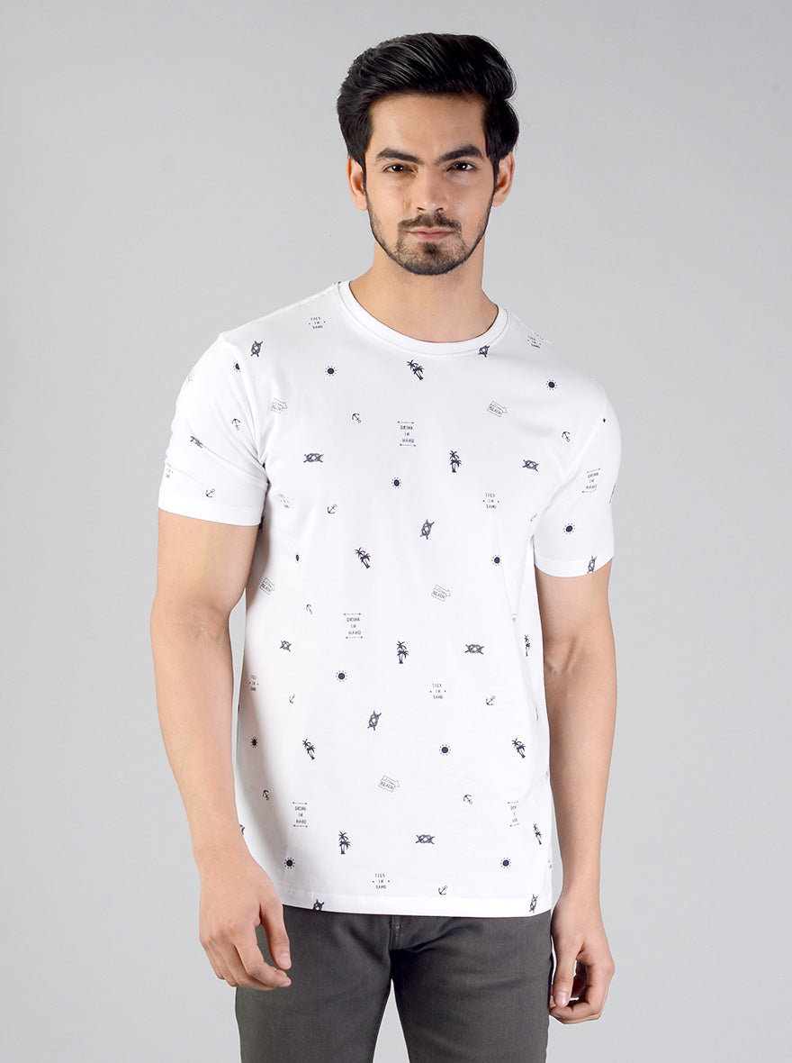 Snow White Printed Slim Fit T-shirt | JB Sport