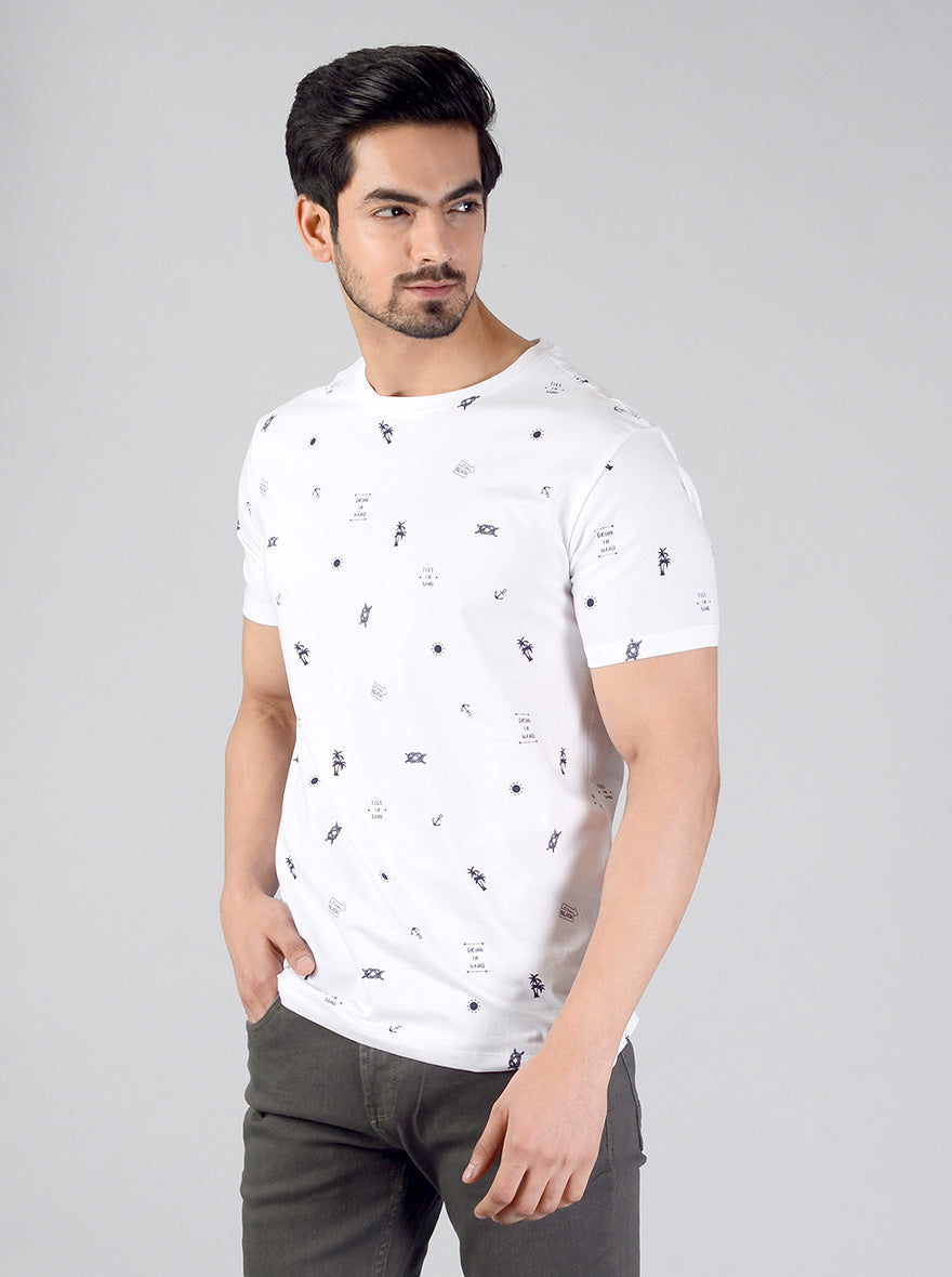 Snow White Printed Slim Fit T-shirt | JB Sport