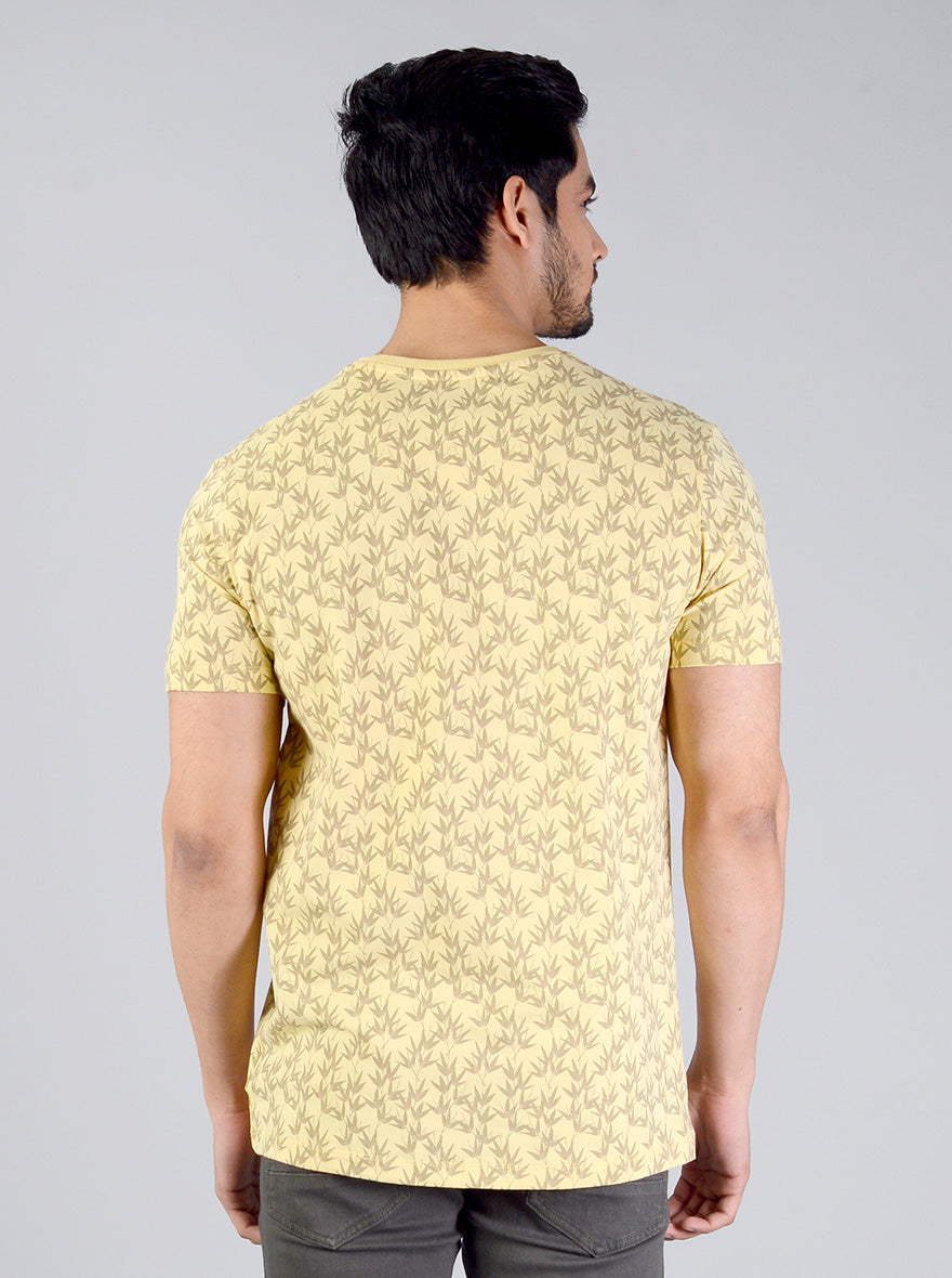 Sunshine Yellow Printed Slim Fit T-shirt | JB Sport