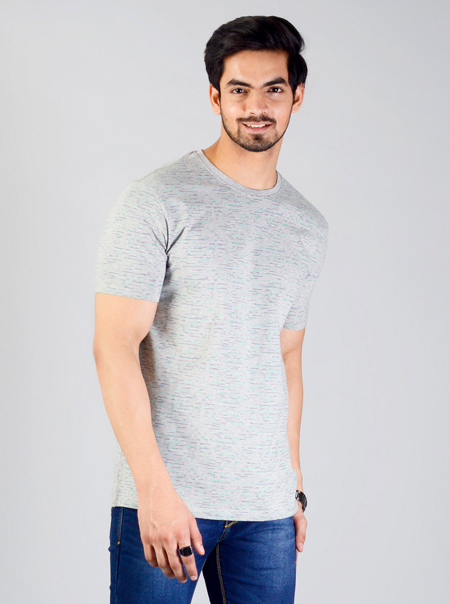 Flint Grey Printed Slim Fit T-shirt | JB Sport