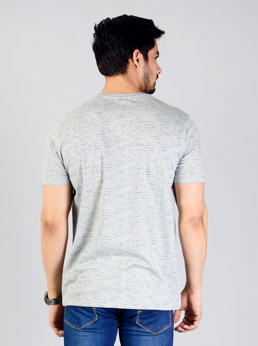 Flint Grey Printed Slim Fit T-shirt | JB Sport