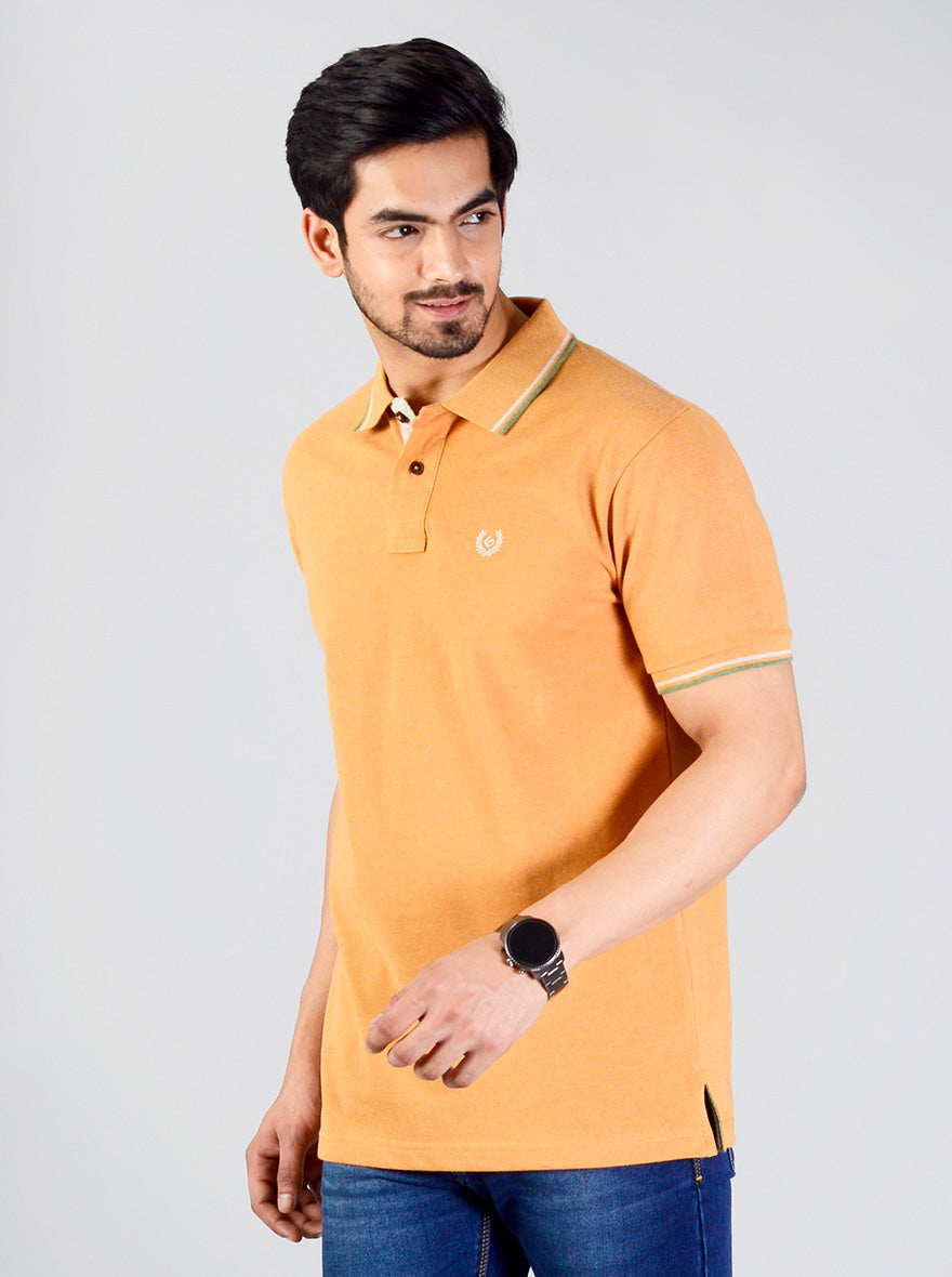 Camel Brown Solid Slim Fit Polo T-shirt | Greenfibre