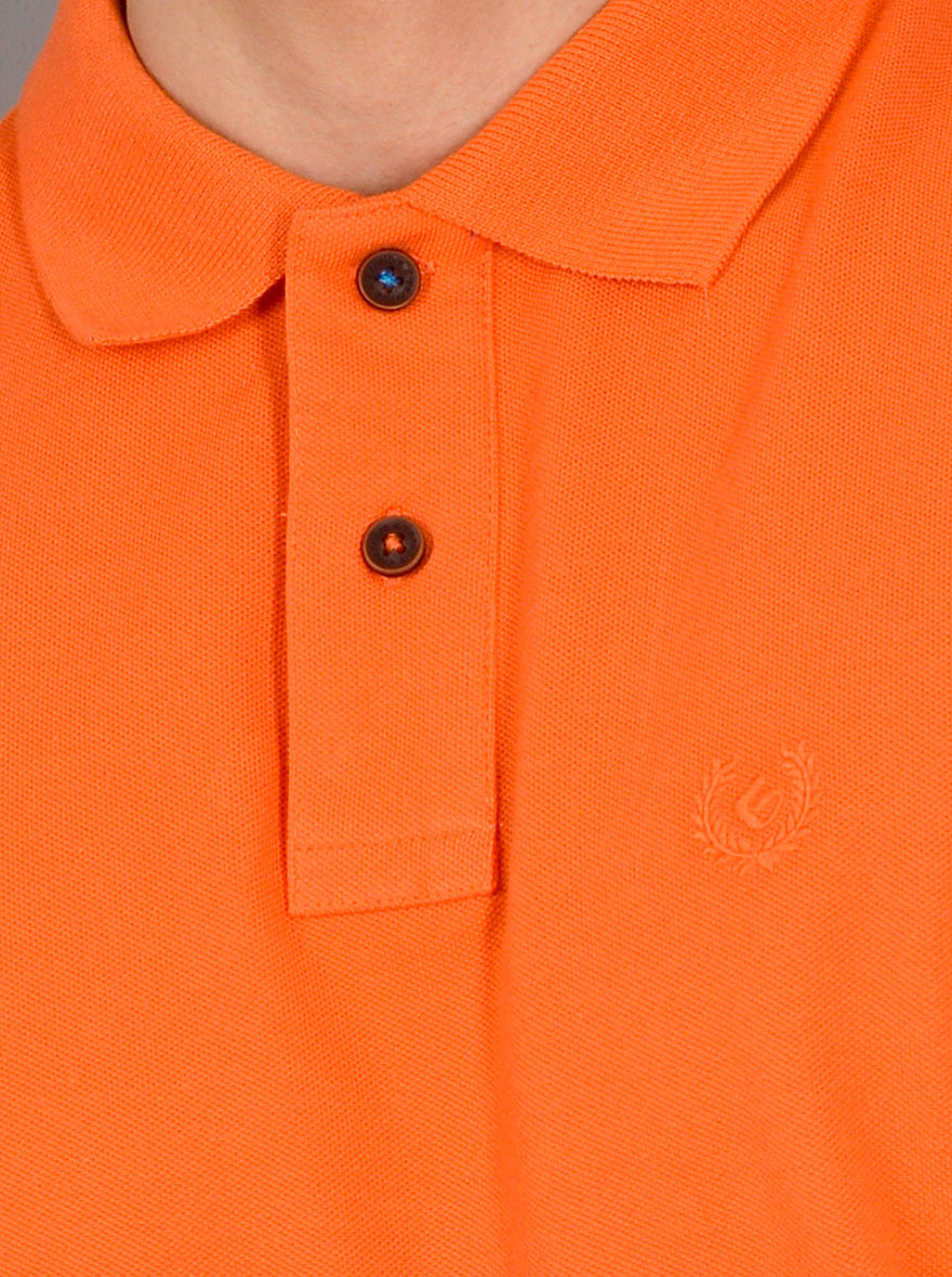 Bright Orange Solid Slim Fit Polo T-shirt | Greenfibre