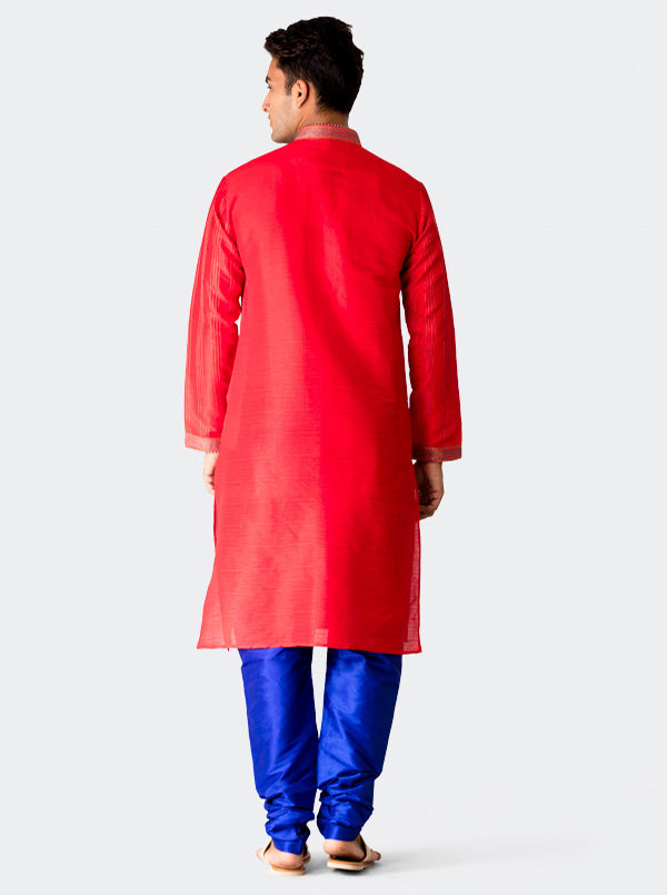 Red Striped Kurta Set