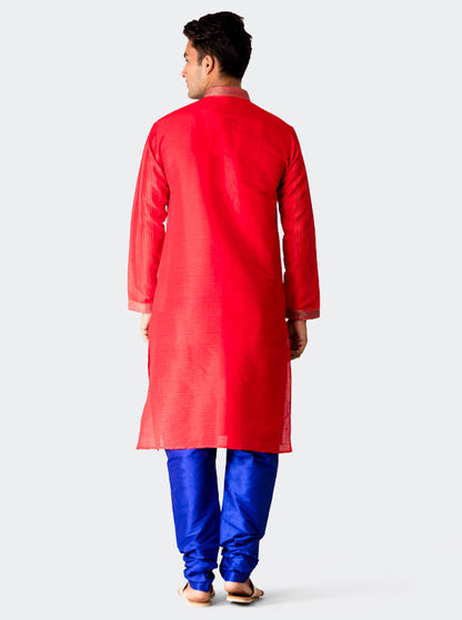 Red Striped Kurta Set