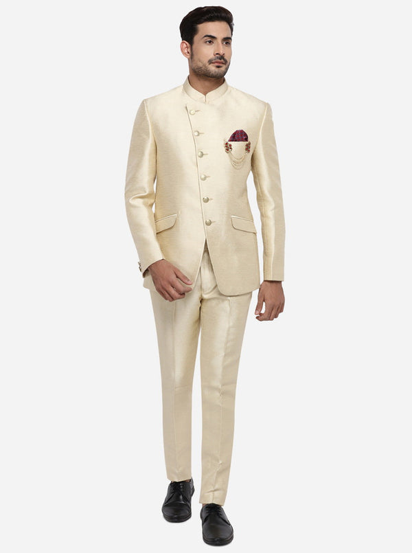 Light Golden Jodhpuri Suit | JadeBlue