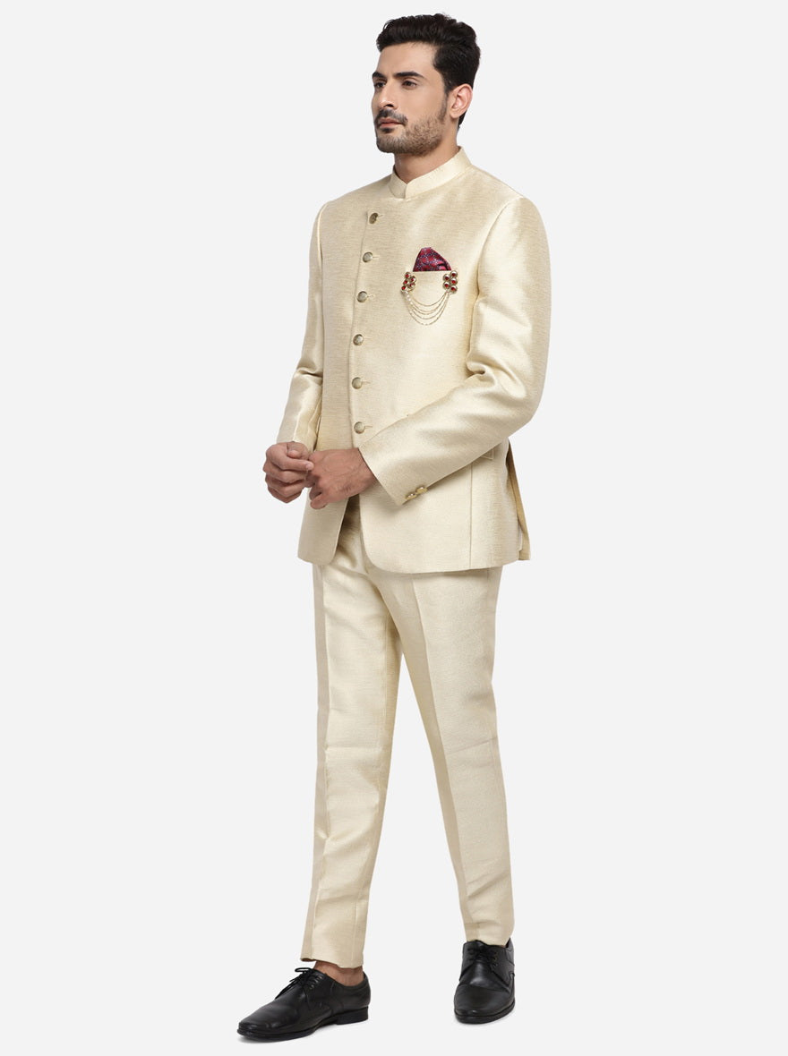 Light Golden Jodhpuri Suit | JadeBlue