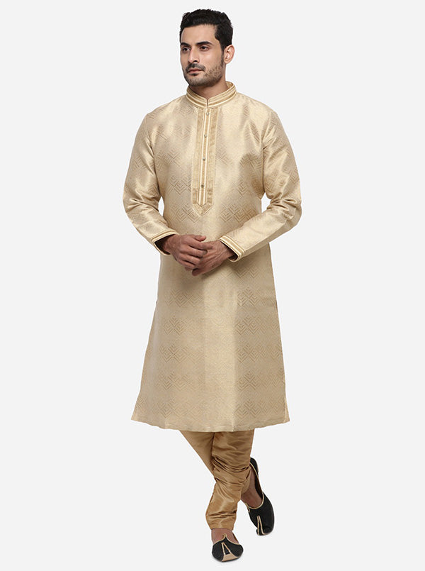 Beige & Golden Kurta Set | Azania