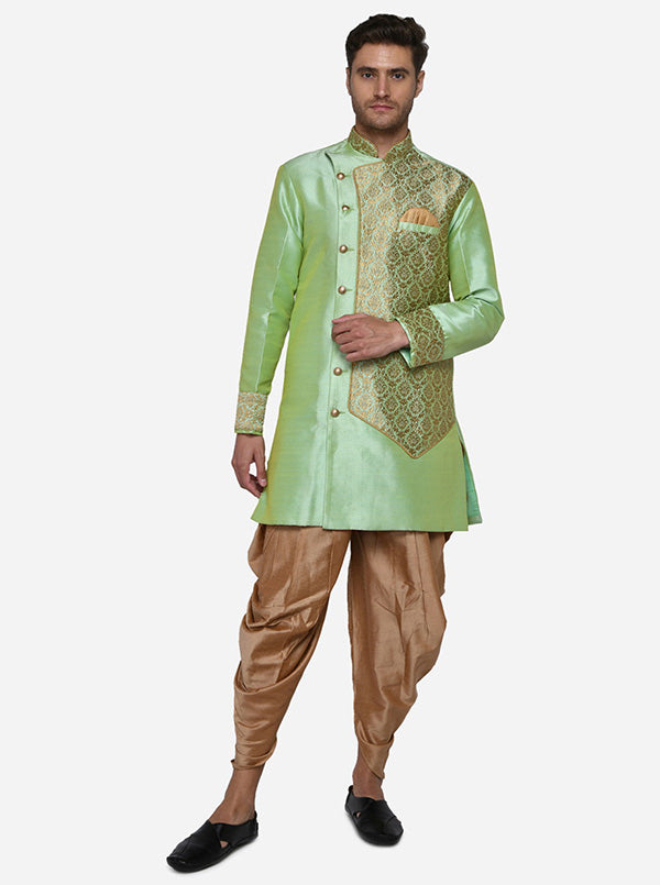 Pistachio Green Semi Indowestern | Azania