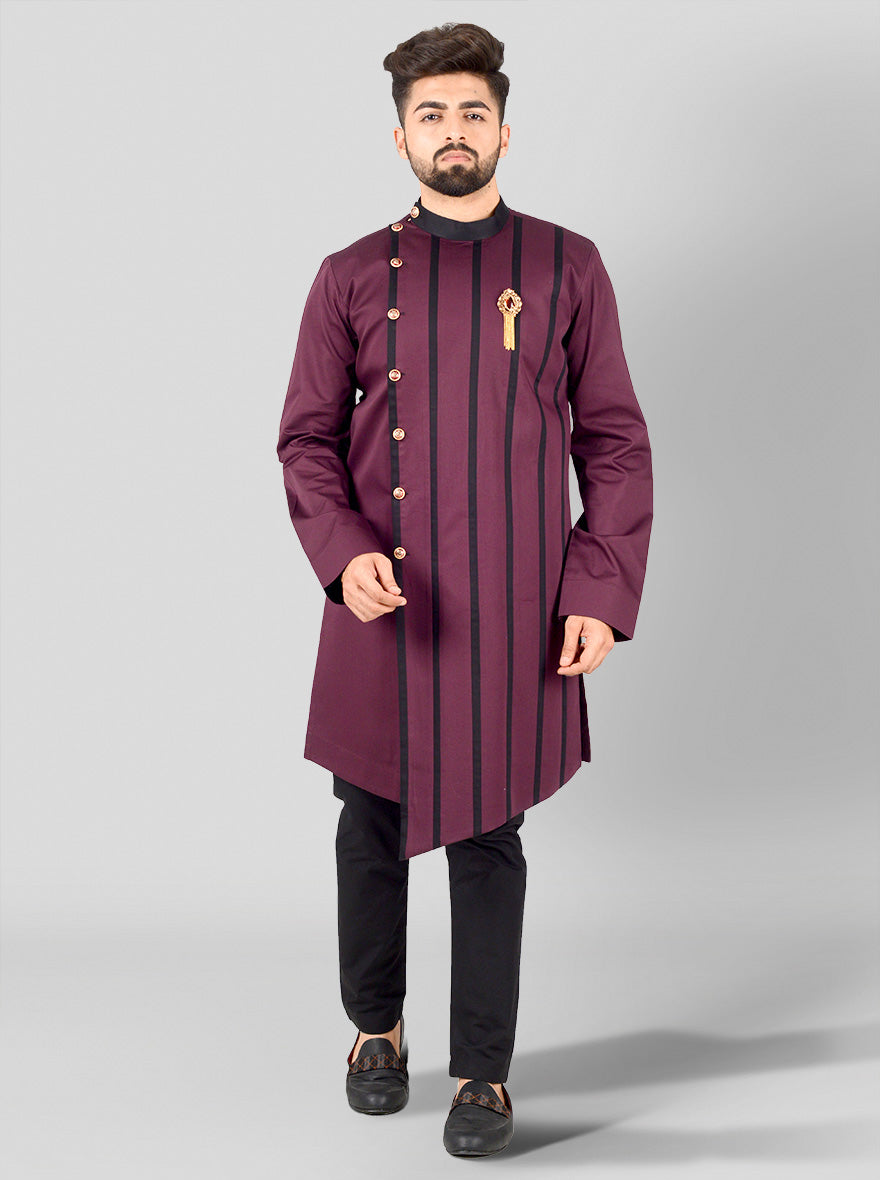 Wine & Black Kurta | Azania