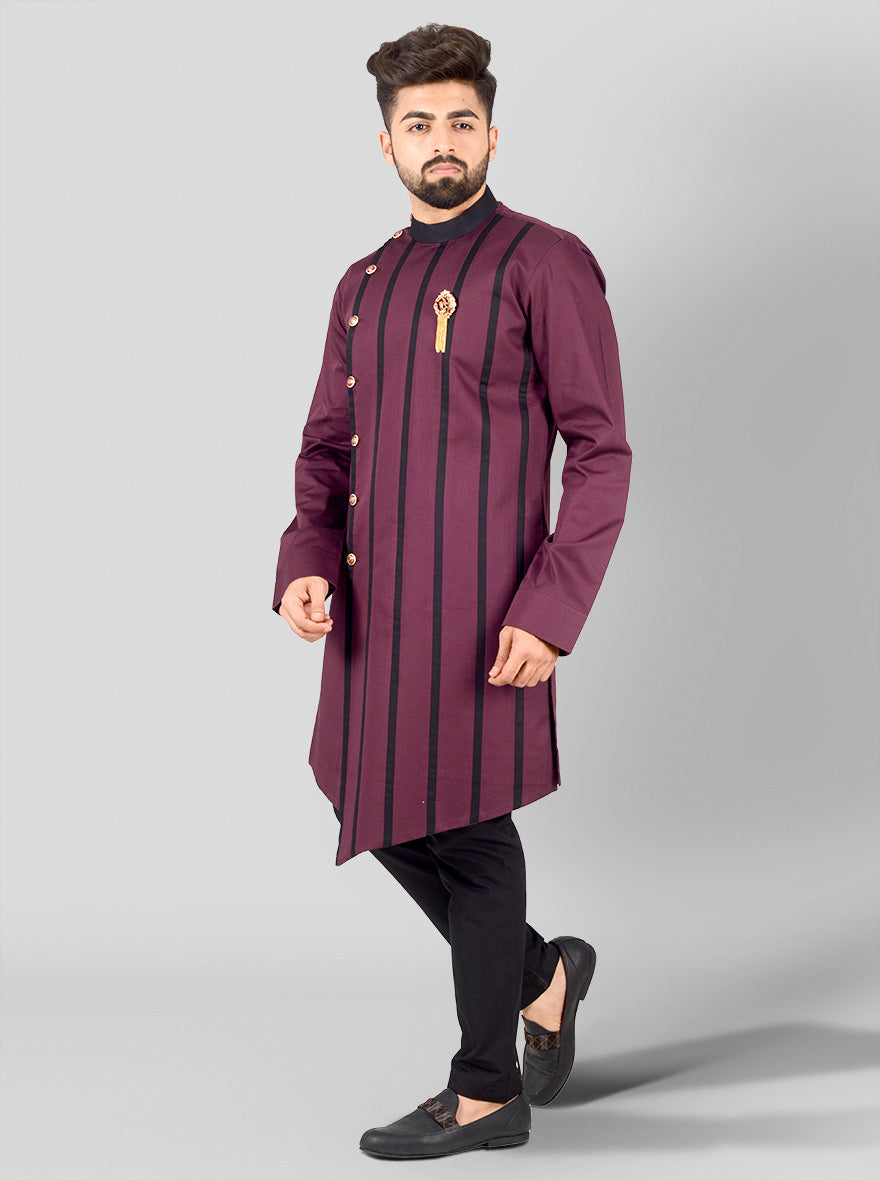 Wine & Black Kurta | Azania