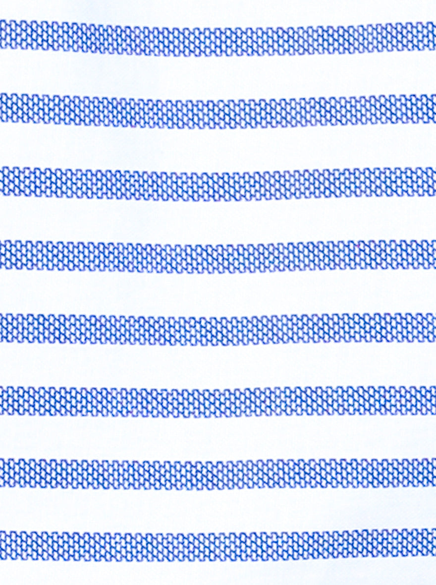 White & Blue Striped Slim Fit Party Wear Shirt | Greenfibre