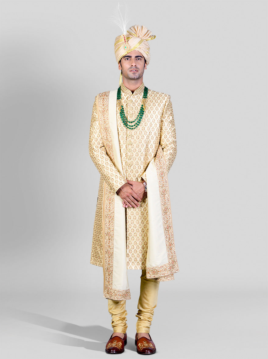 Light Golden Sherwani | Azania