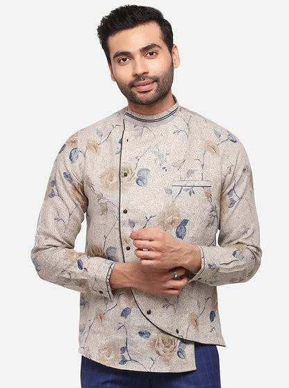 Natural Printed Slim Fit Party Wear Shirt | JB Studio