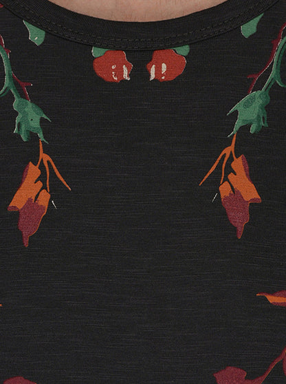 Dark Grey Printed Slim Fit Round Neck T-Shirt | JB Sport