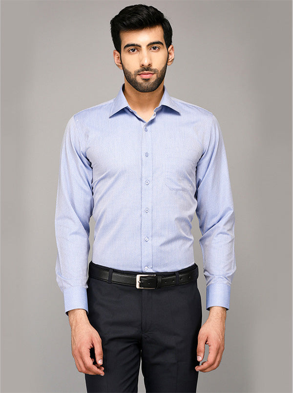 Greenfibre Sky Blue Dobby Regular Fit Formal Shirt