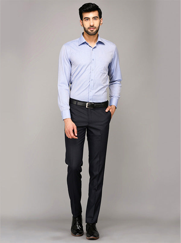 Greenfibre Sky Blue Dobby Regular Fit Formal Shirt
