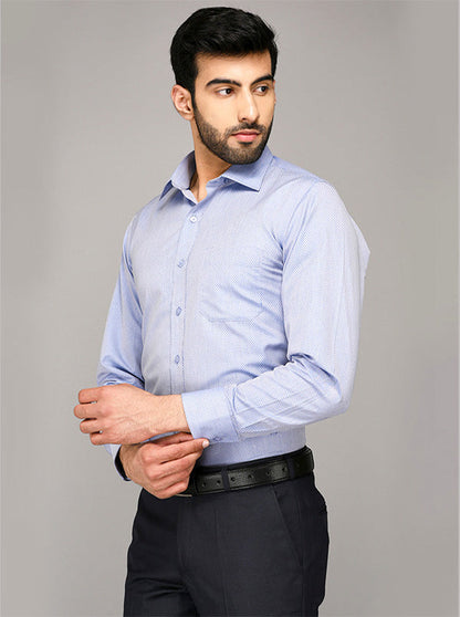 Greenfibre Sky Blue Dobby Regular Fit Formal Shirt
