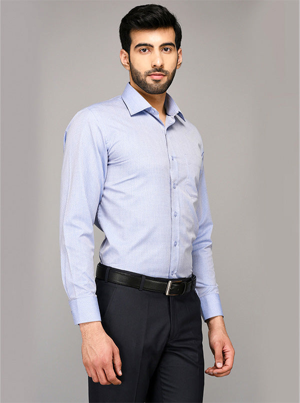 Greenfibre Sky Blue Dobby Regular Fit Formal Shirt