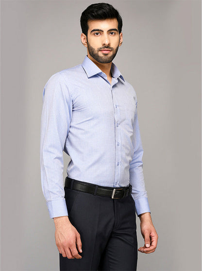 Greenfibre Sky Blue Dobby Regular Fit Formal Shirt