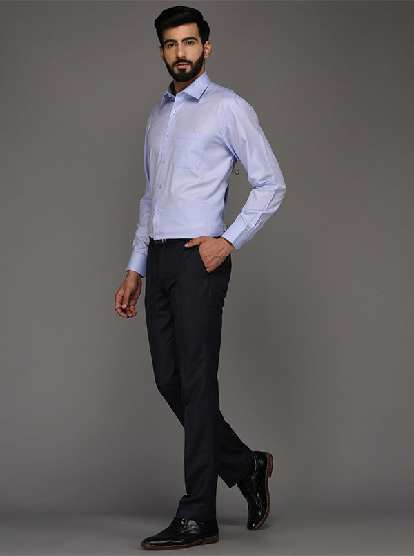 Greenfibre Sky Blue Dobby Regular Fit Formal Shirt