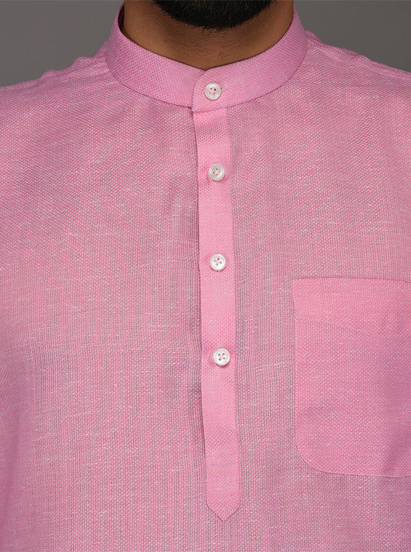 JadeBlue Pink Solid Regular Fit Modi Kurta