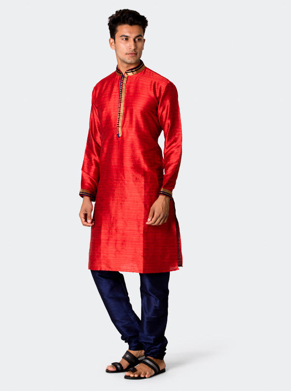 Maroon Textured Kurta Set